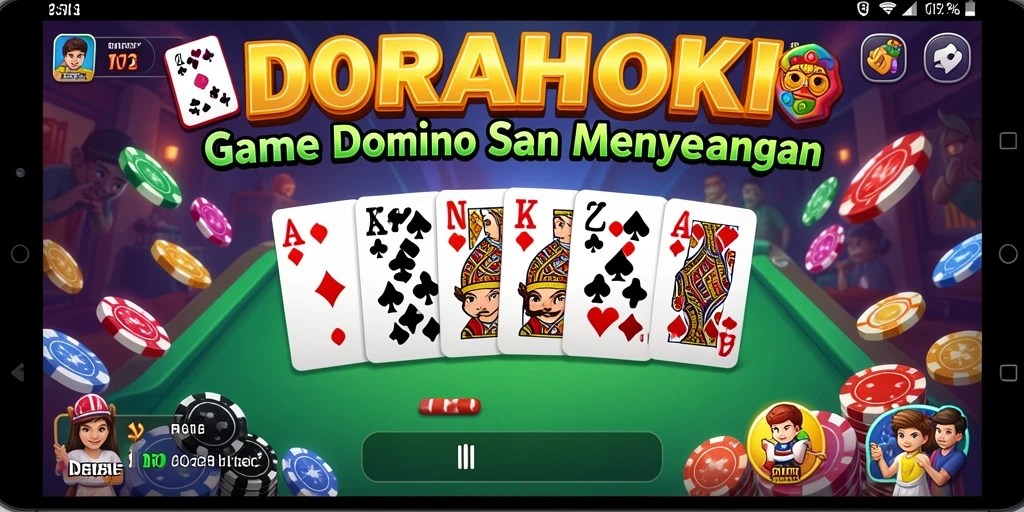 Screenshot DORAHOKI menampilkan suasana permainan domino yang seru.