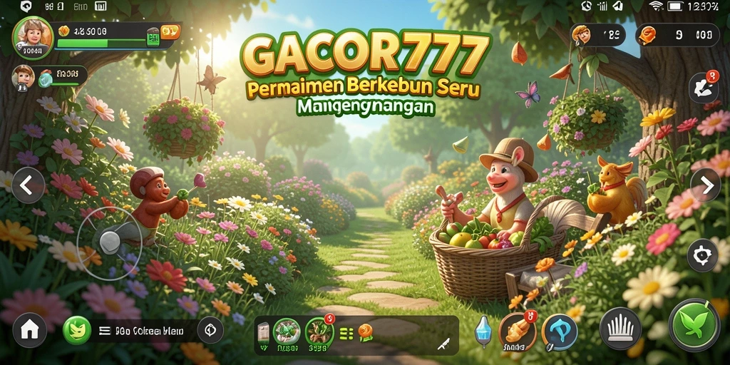 Tampilan gameplay <strong>GACOR777</strong> yang menampilkan kebun yang subur dan tanaman yang indah.