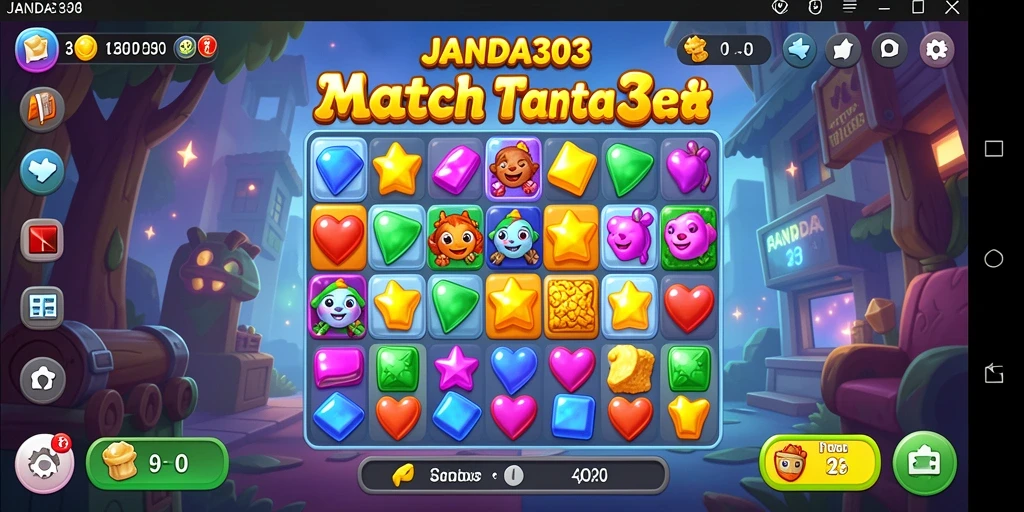 Screenshot gameplay JANDA303 menampilkan sesi Match-3 yang mendebarkan.