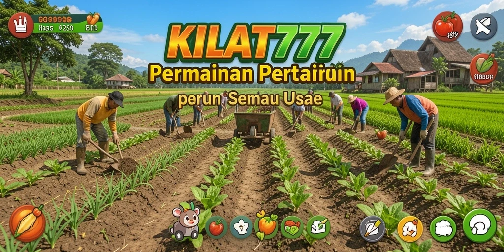 Screenshot gameplay KILAT777 menampilkan ladang yang subur dan beragam tanaman.