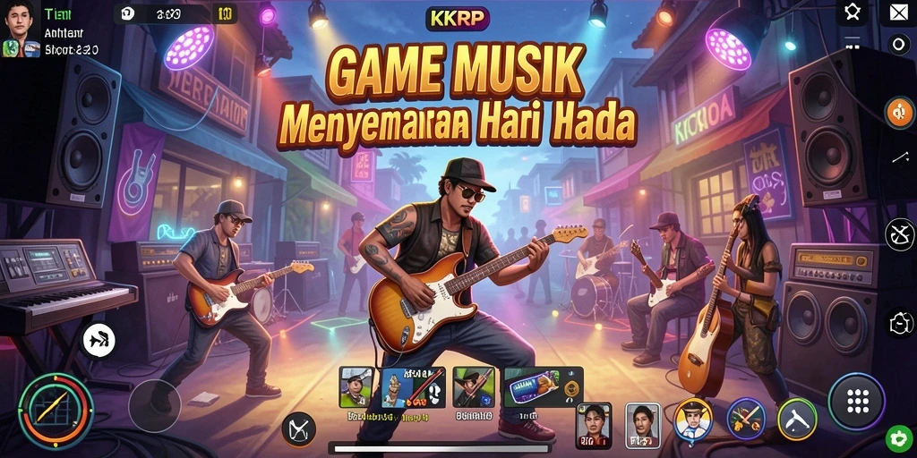 Tampilan screenshot KKRP yang menampilkan gameplay interaktif dengan musik.