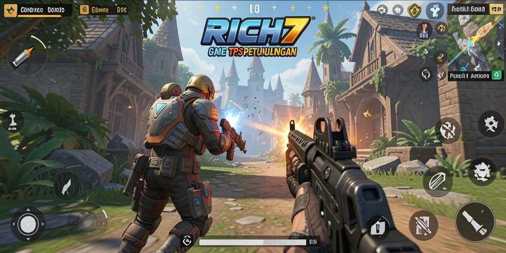 Tampilan gameplay mengesankan di RICH7, menampilkan aksi intens dan strategi bertempur.