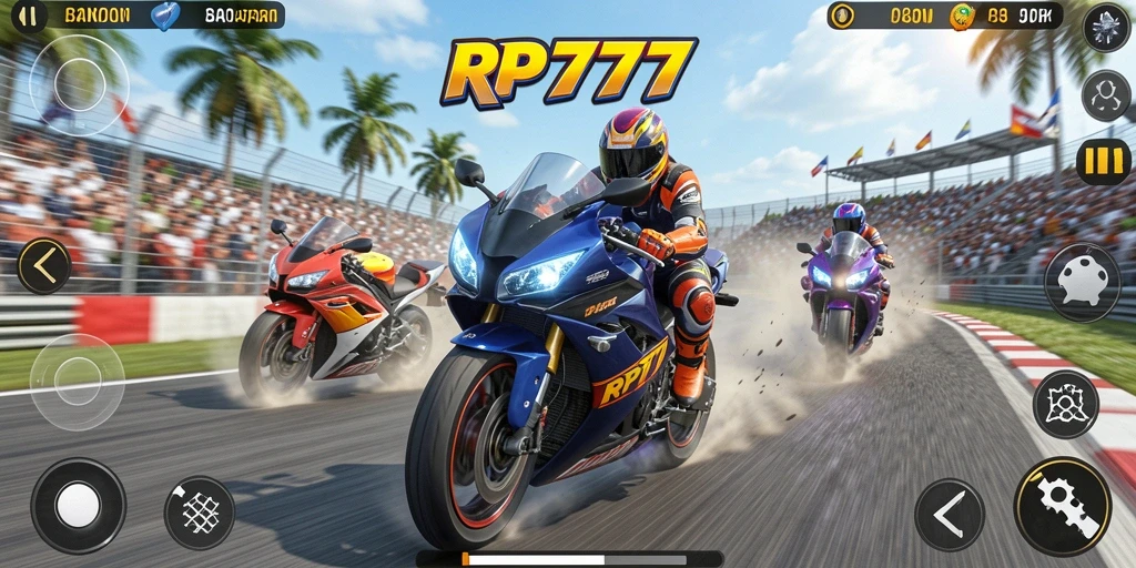 Tampilan menakjubkan dari gameplay balapan motor RP777.